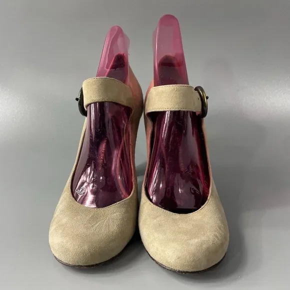 Giuseppe Zanotti Mary Janes Suede Block Heel Shoes, Size 38.5